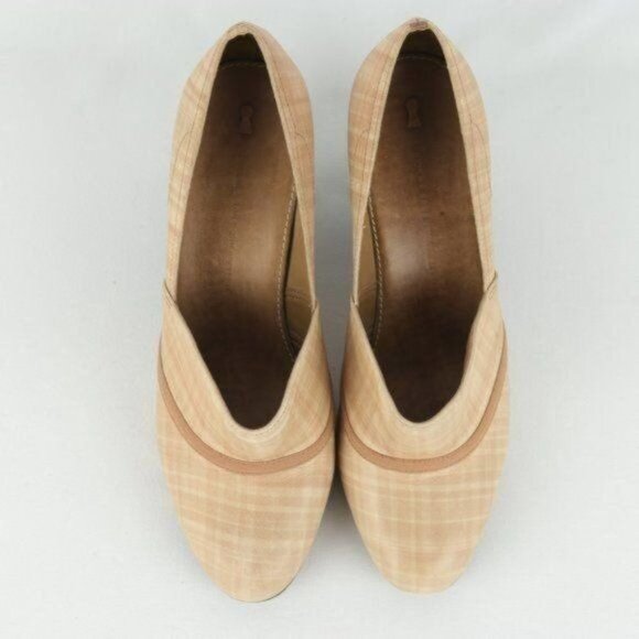 Schuler & Sons Philadelphia Women's Size 8.5 Cream Plaid Leather Slip On Heels - Picture 7 of 11